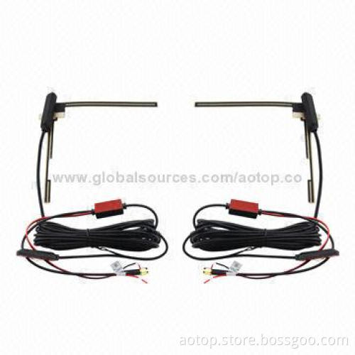 Strong Car Active Antennas for Digital TV Boxes, with VHF/UHF, Brass Connector, Stickers